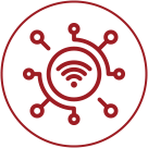 Icon depicting a WiFi symbol in the middle of a network